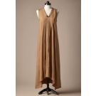 Camel Linen Pleated Dress