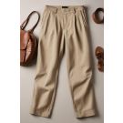 Stone Cotton Wide Trouser