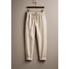 Ecru Linen Drawstring Trouser