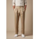 Sand Cotton Pleated Trouser
