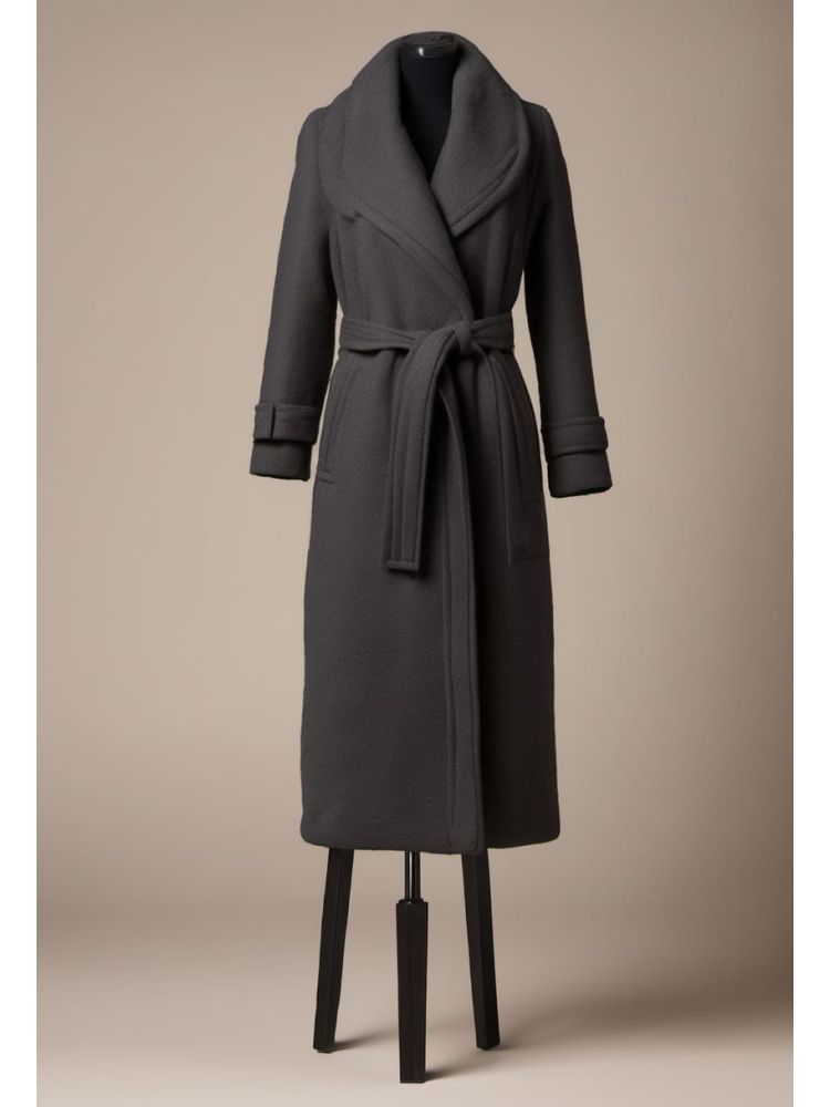 Charcoal Boiled Belted Coat