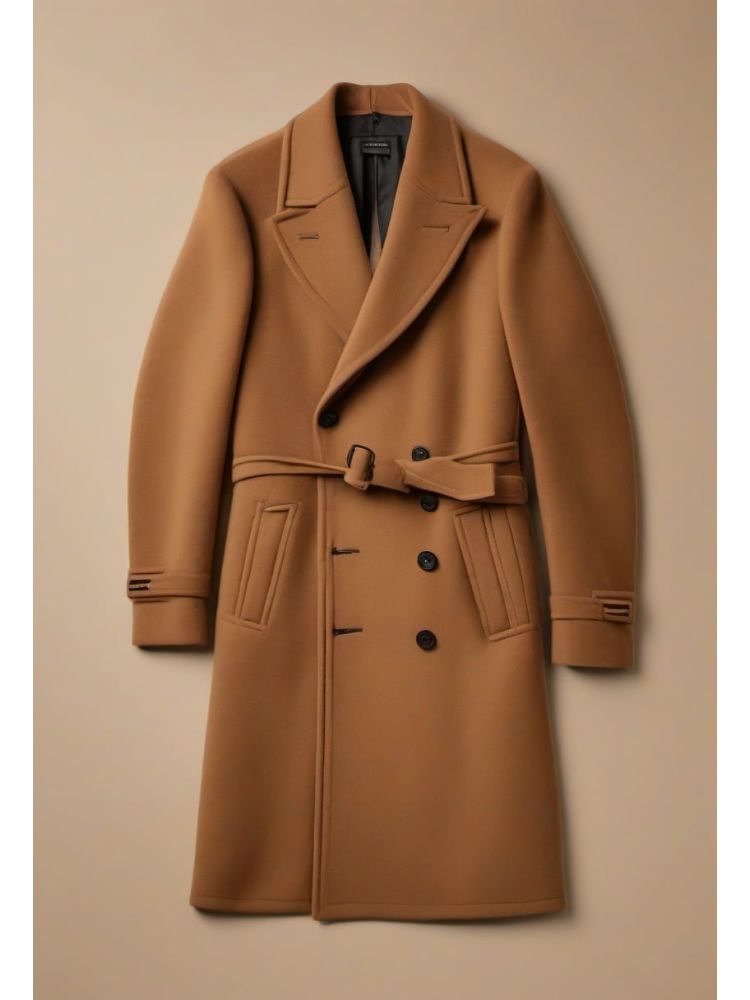 Camel Wool-cashmere Double-breasted Coat