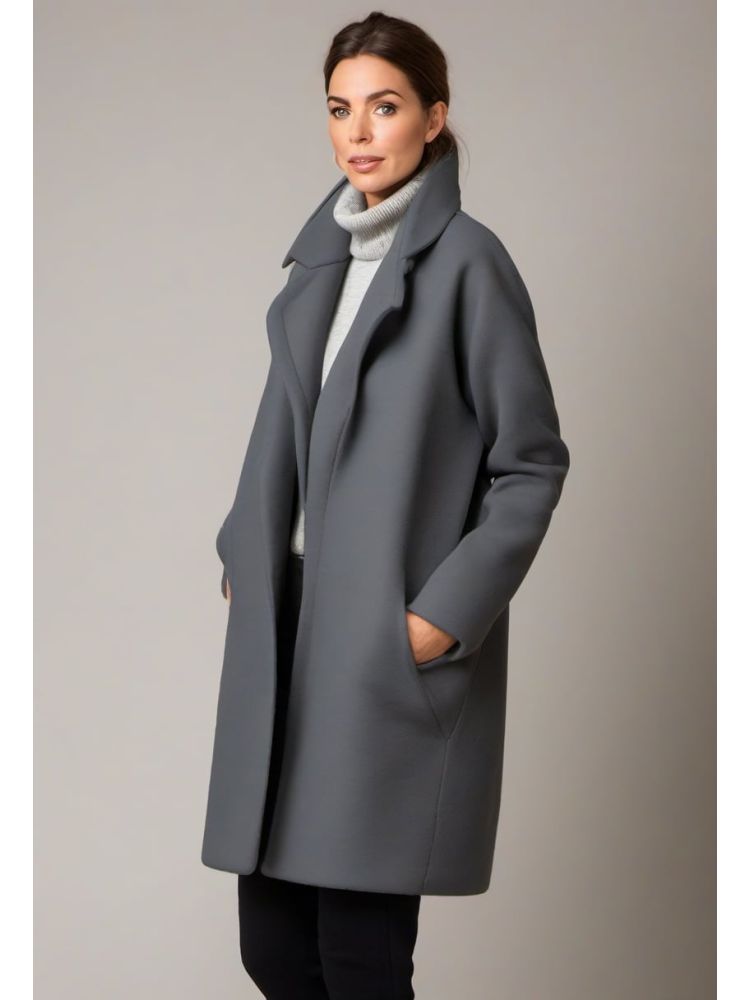 Slate Melton Cocoon Coat