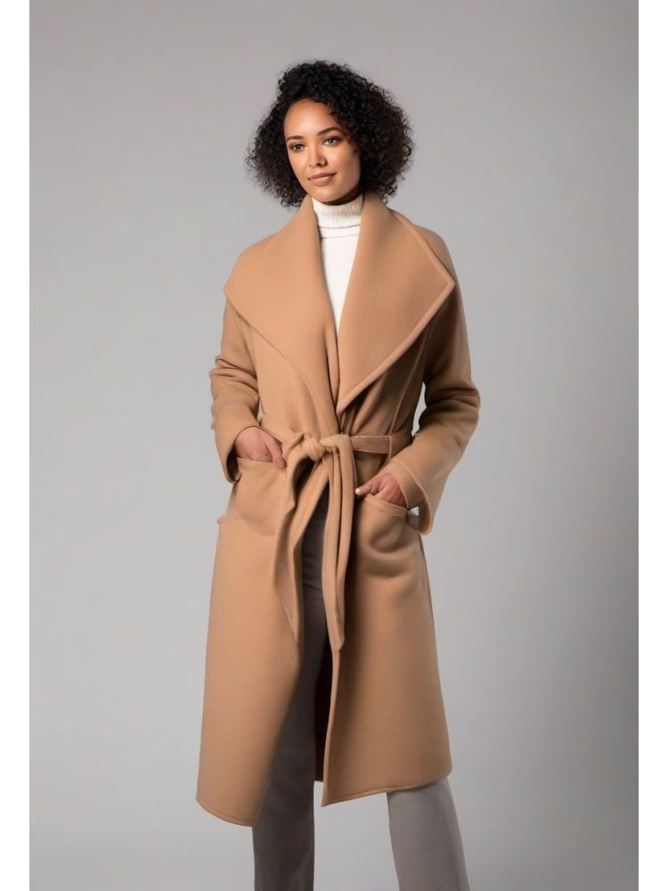 Camel Undyed Wrap Coat