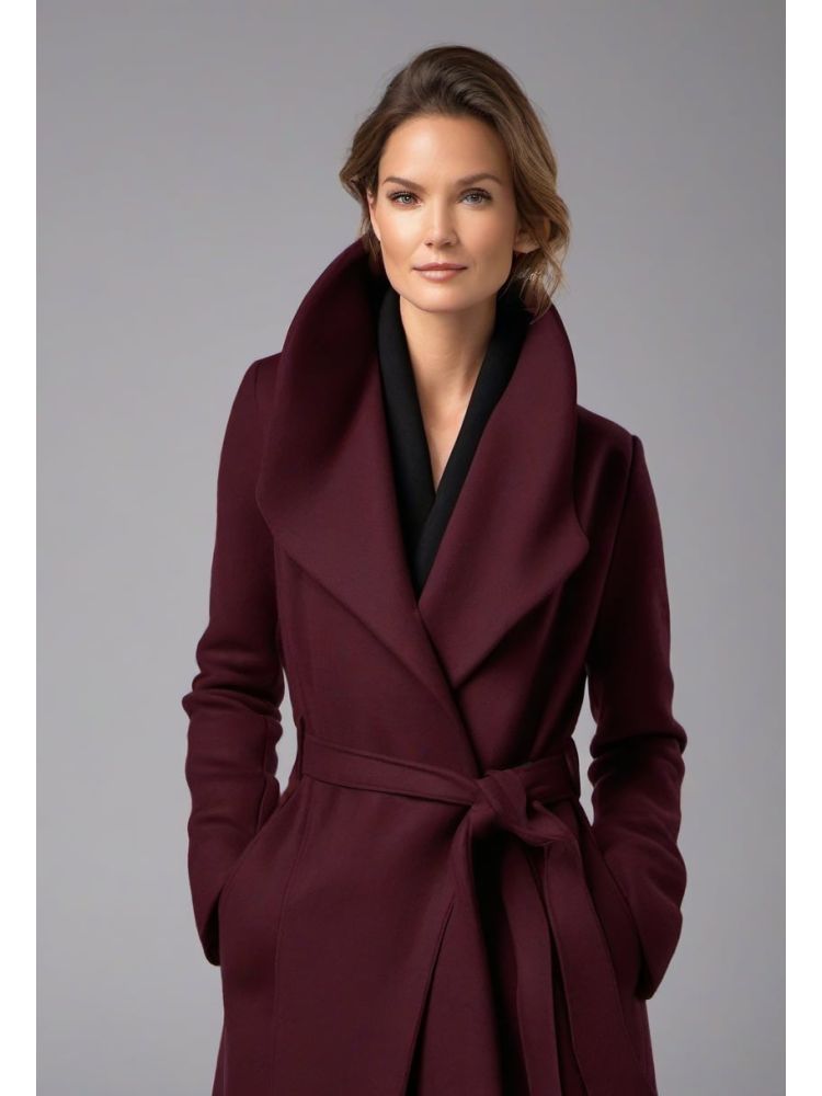 Bordeaux Wool-cashmere Wrap Coat