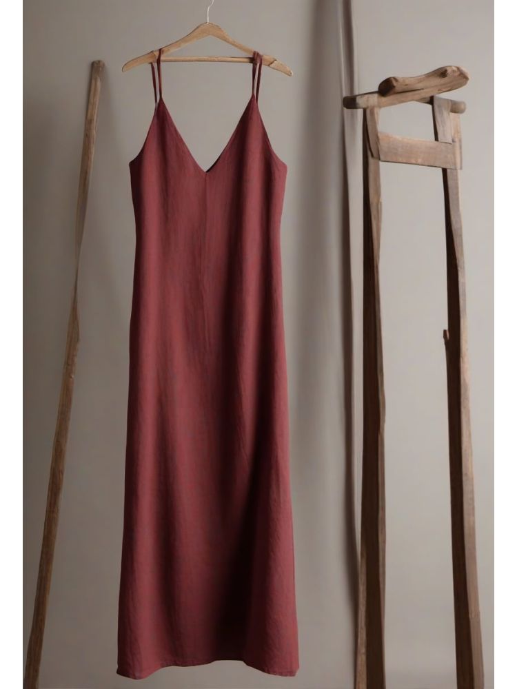 Bordeaux Linen Slip Dress