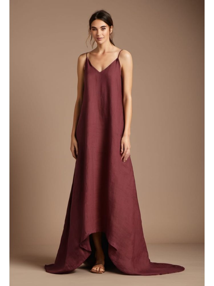 Bordeaux Linen Slip Dress