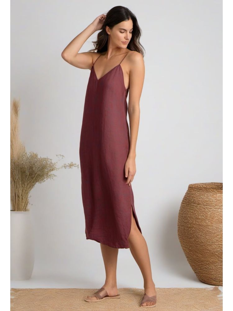 Bordeaux Linen Slip Dress