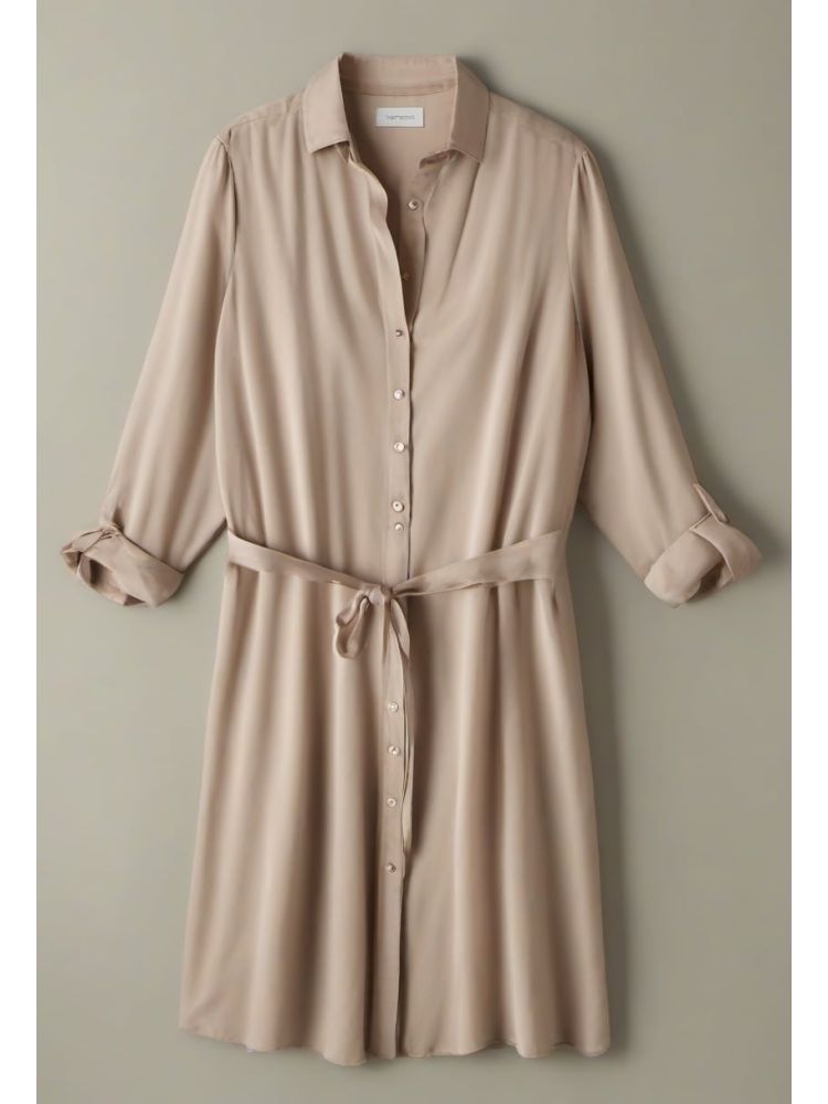 Stone Tencel Shirt Dress
