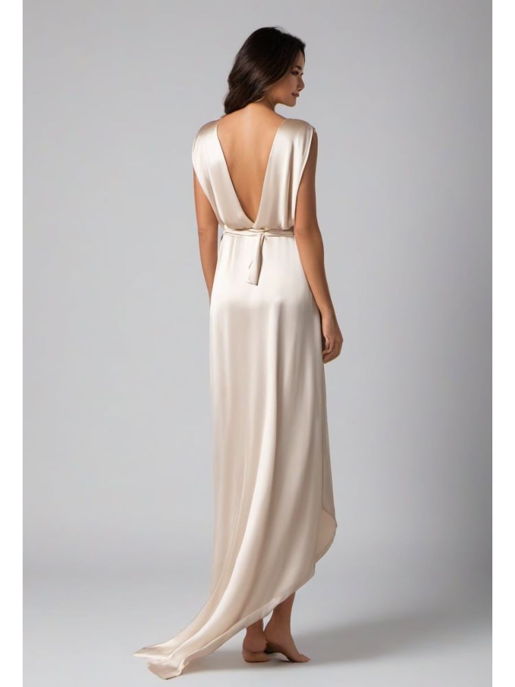 Ecru Silk Wrap Dress