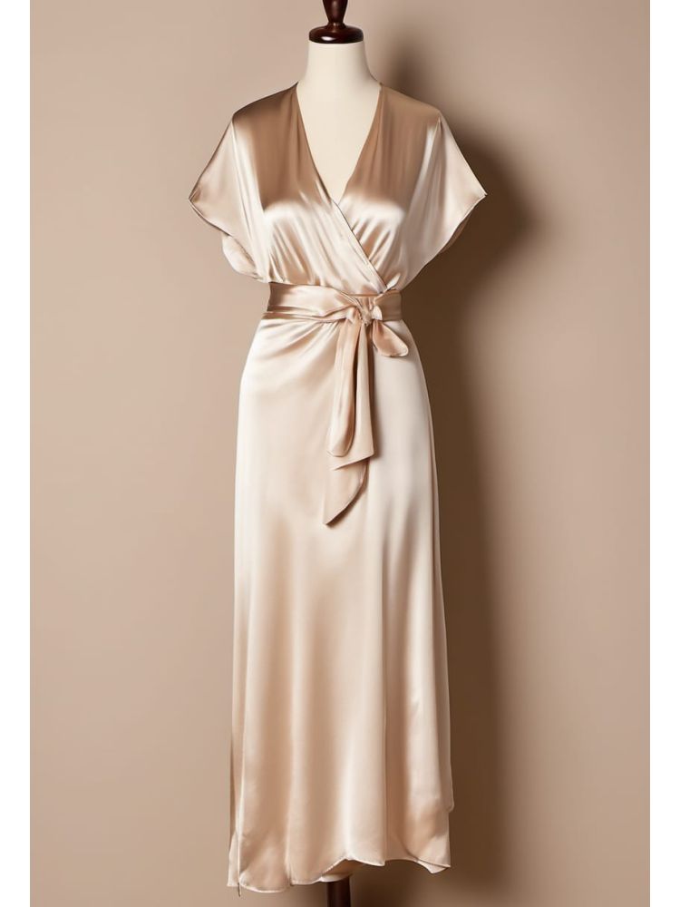 Ecru Silk Wrap Dress