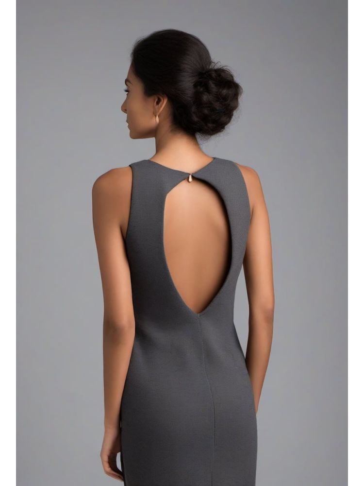 Charcoal Wool Column Dress
