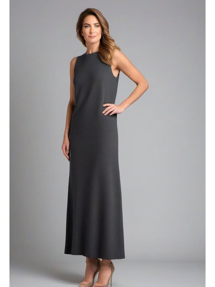 Charcoal Wool Column Dress