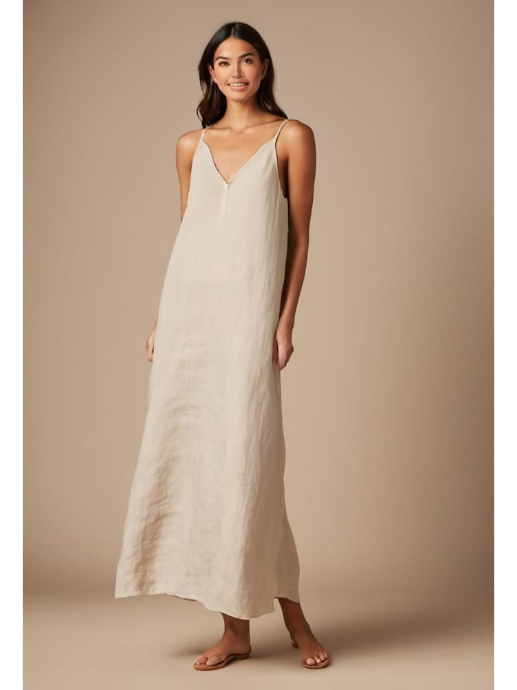 Ecru Linen Slip Dress