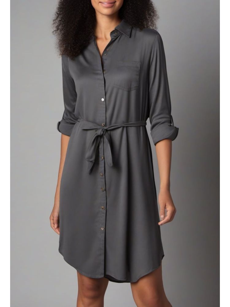 Charcoal Tencel Shirt Dress