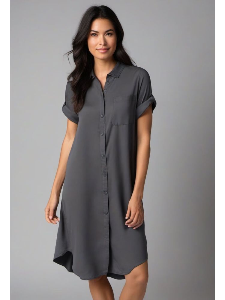 Charcoal Tencel Shirt Dress