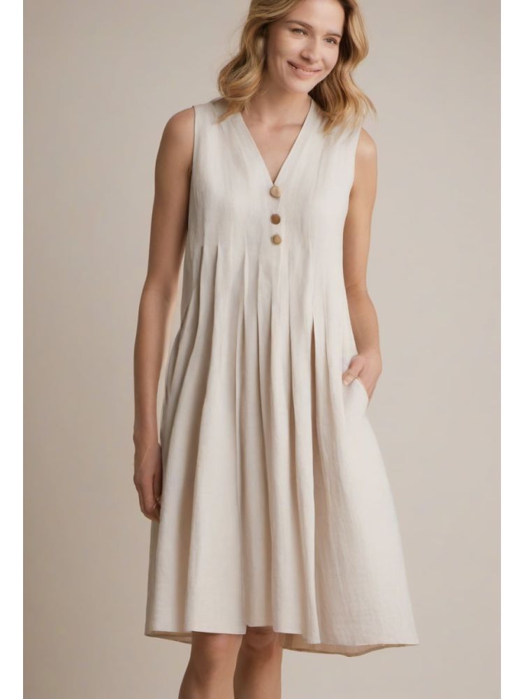 Ink Linen Pleated Dress