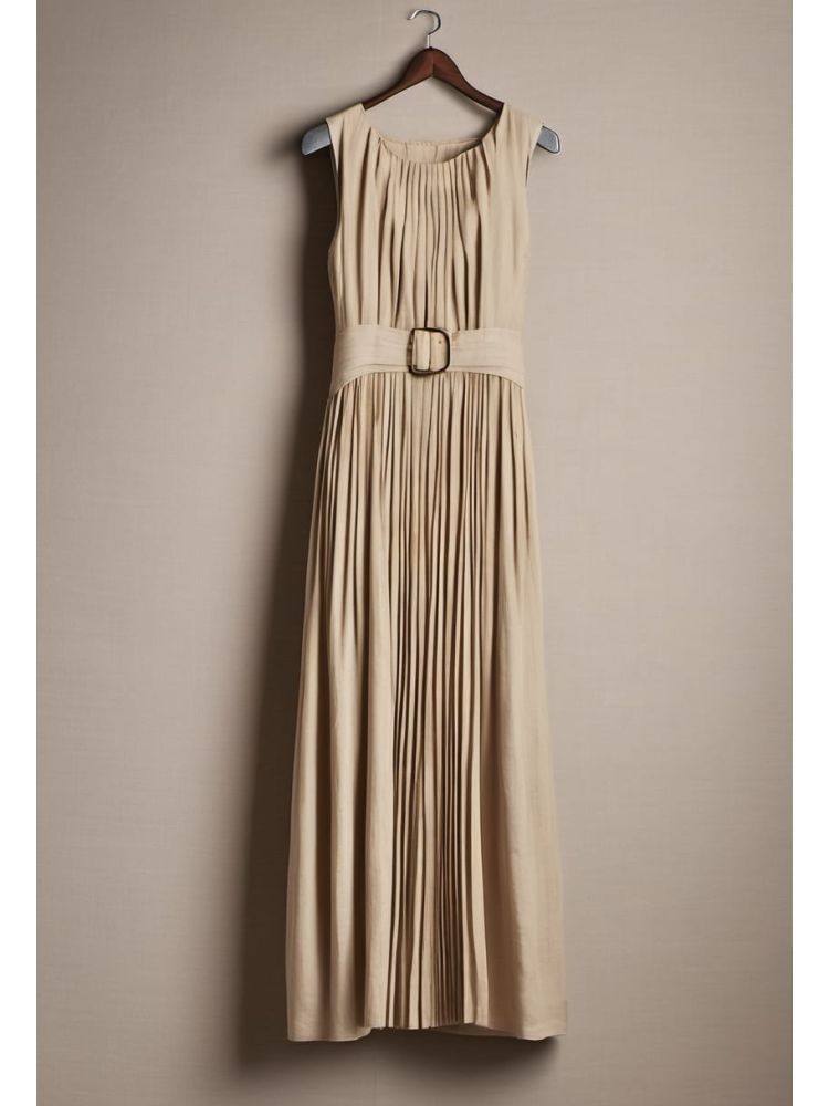 Ink Linen Pleated Dress