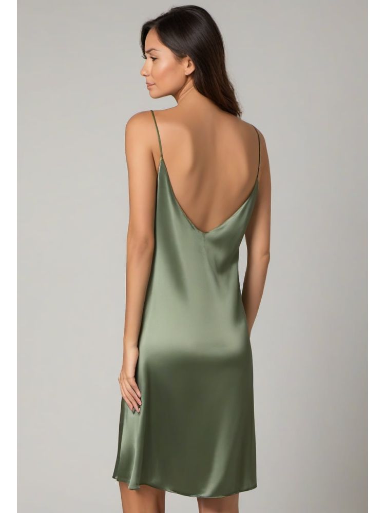 Moss Silk Slip Dress