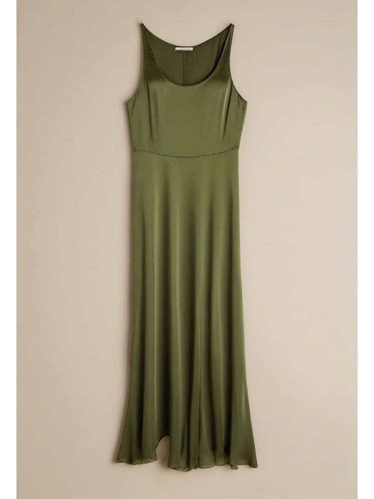 Moss Silk Slip Dress