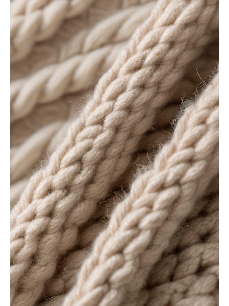 Ecru Lambswool Roll-neck Knit