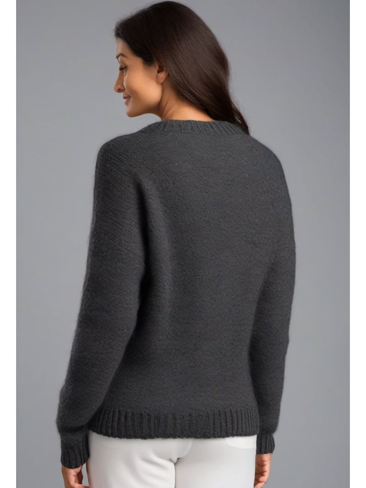 Charcoal Alpaca-blend Cardigan Knit