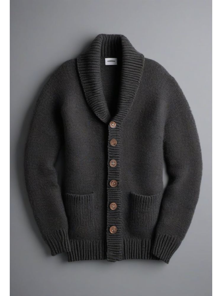 Charcoal Alpaca-blend Cardigan Knit