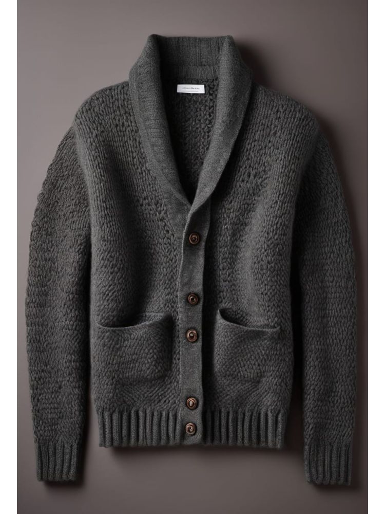 Charcoal Alpaca-blend Cardigan Knit