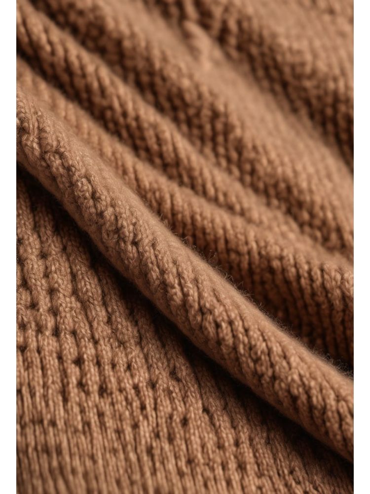 Camel Cashmere V-neck Knit