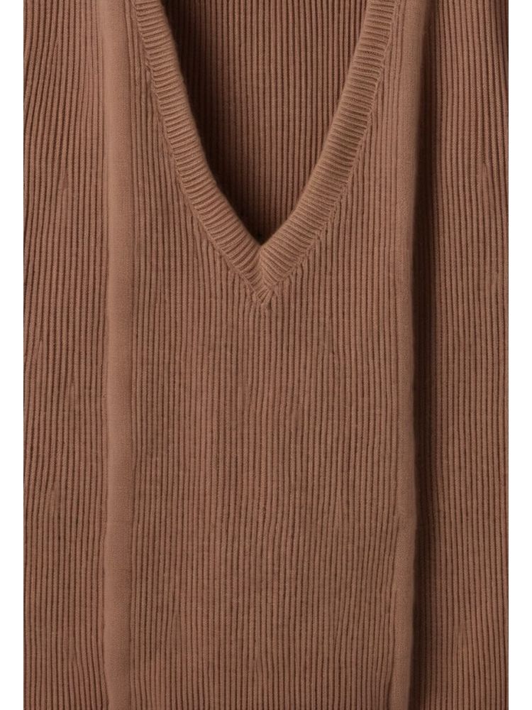 Camel Cashmere V-neck Knit