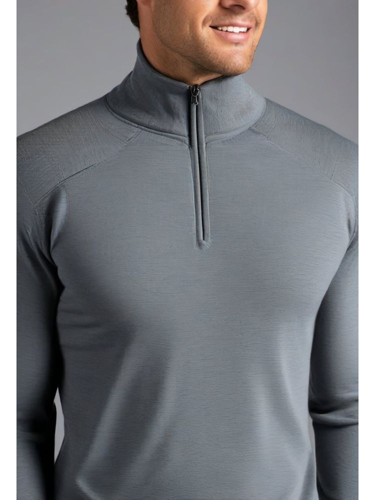 Slate Merino Half-zip Knit