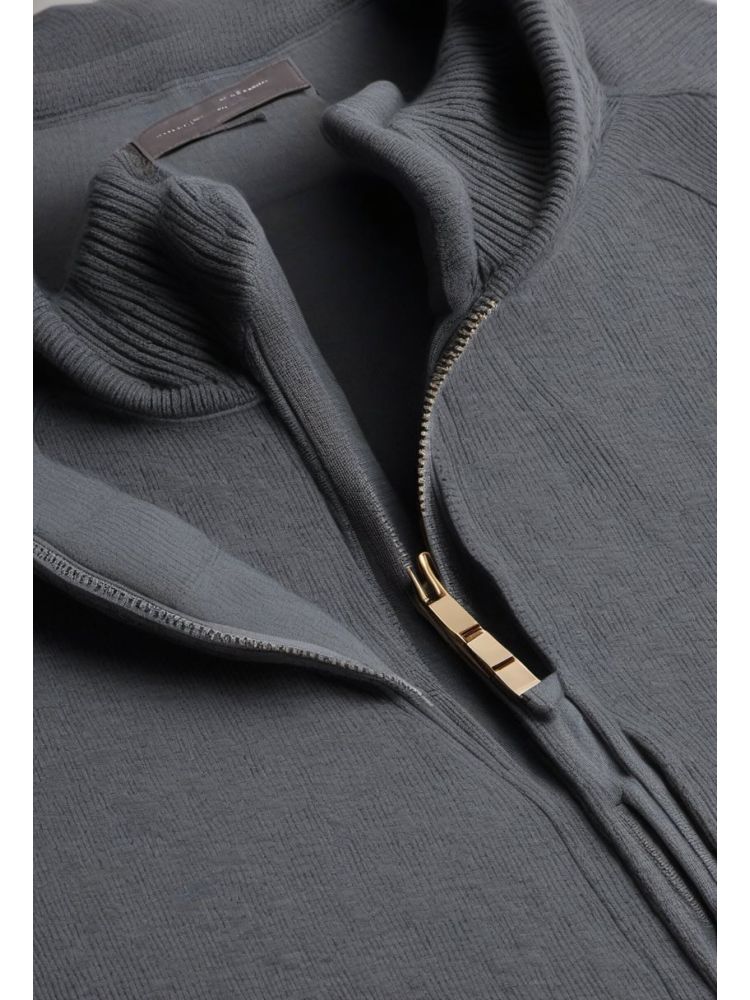 Slate Merino Half-zip Knit