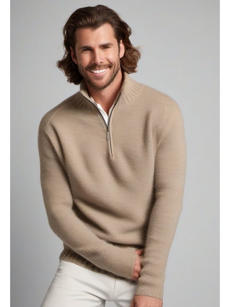 Alpaca-blend Half-zip Knit