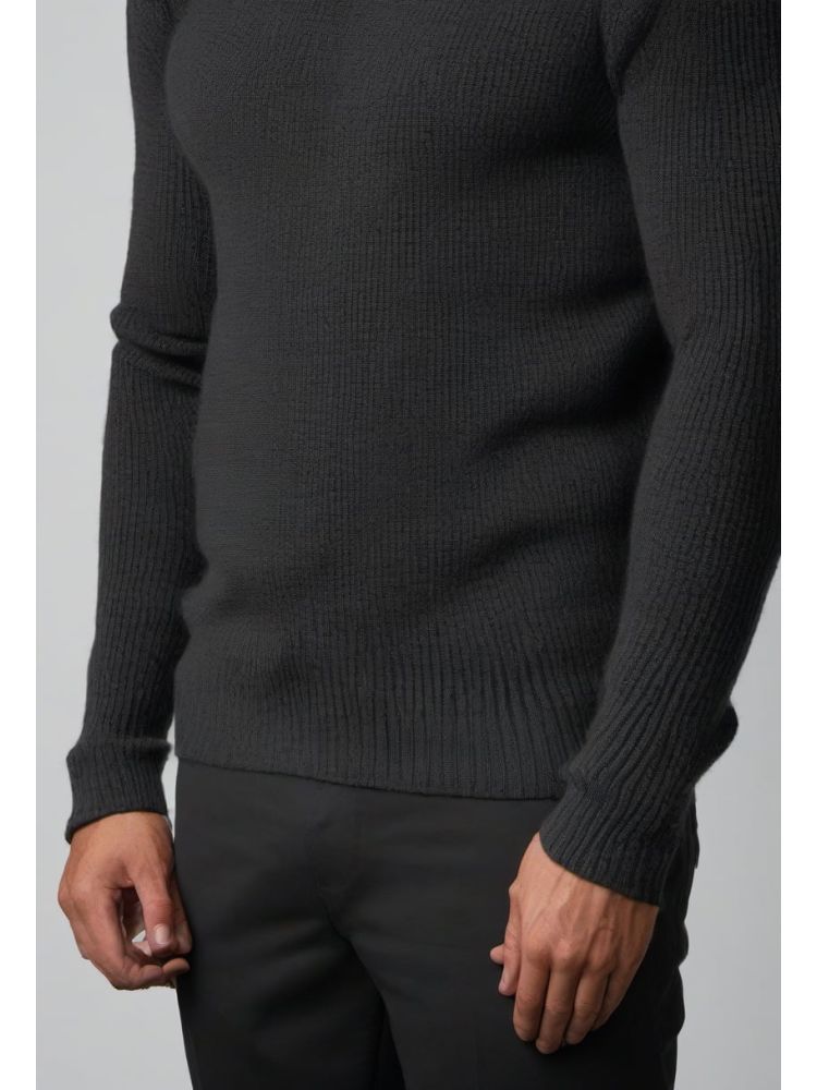 Charcoal Merino Crew Knit