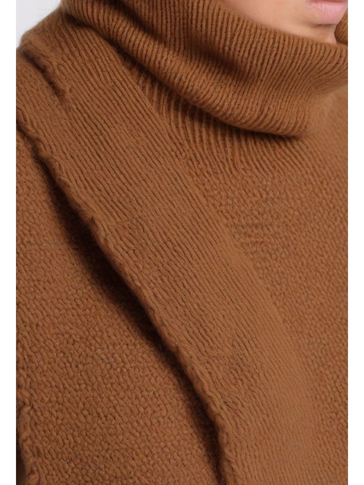 Camel Lambswool Roll-neck Knit