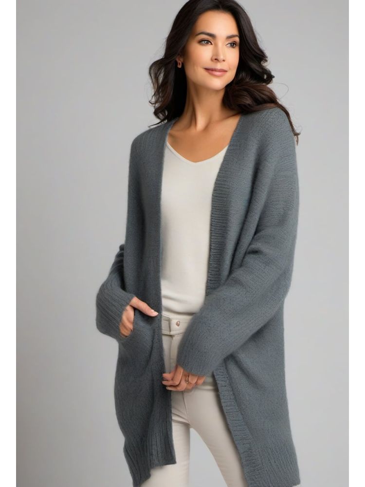 Slate Alpaca-blend Cardigan Knit