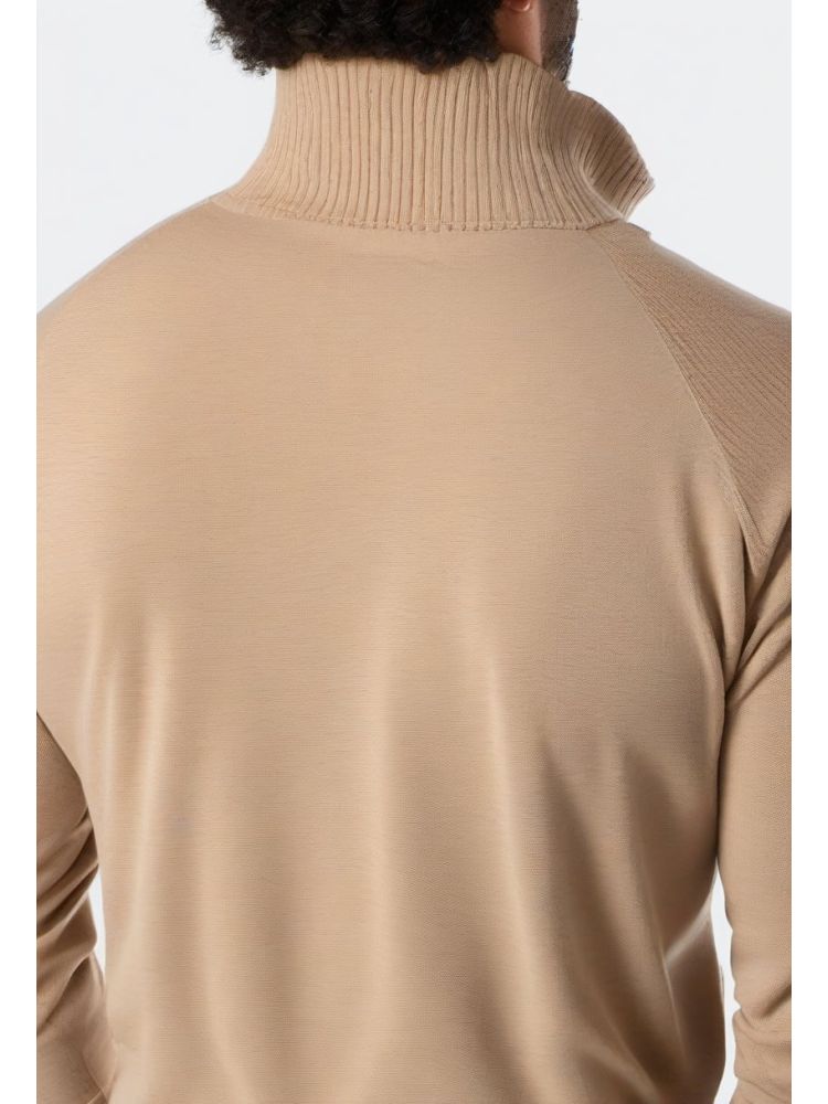 Sand Merino Half-zip Knit