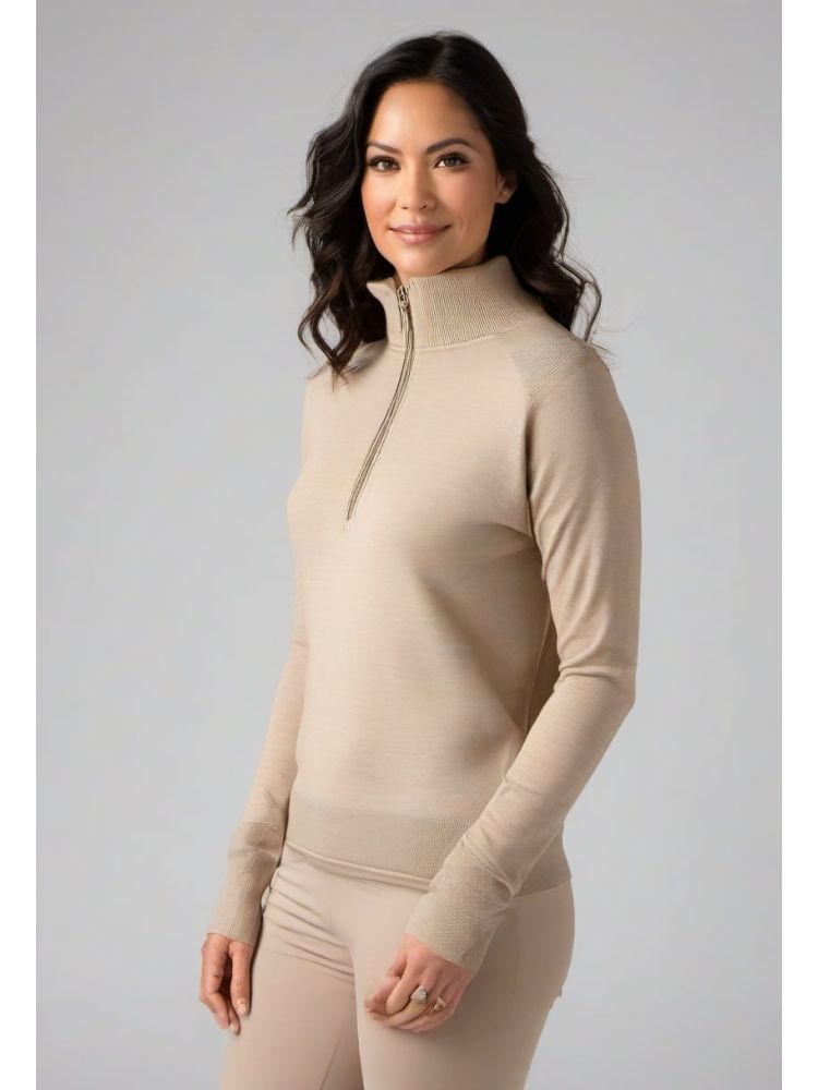 Sand Merino Half-zip Knit
