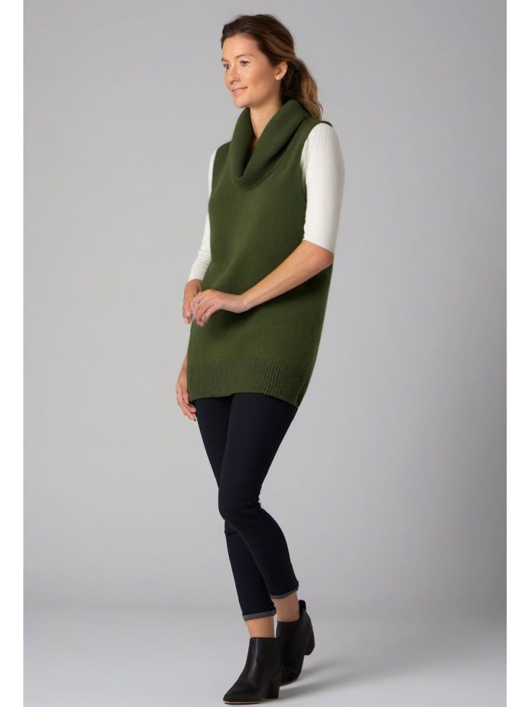Moss Lambswool Sleeveless Knit