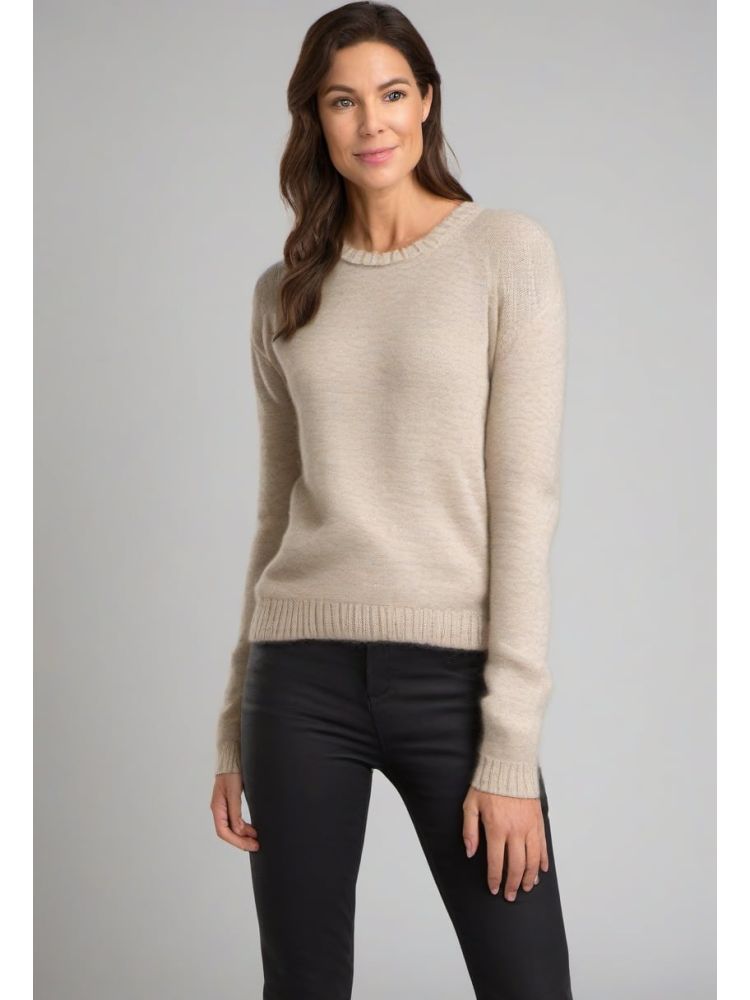 Oatmeal Alpaca-blend Crew Knit