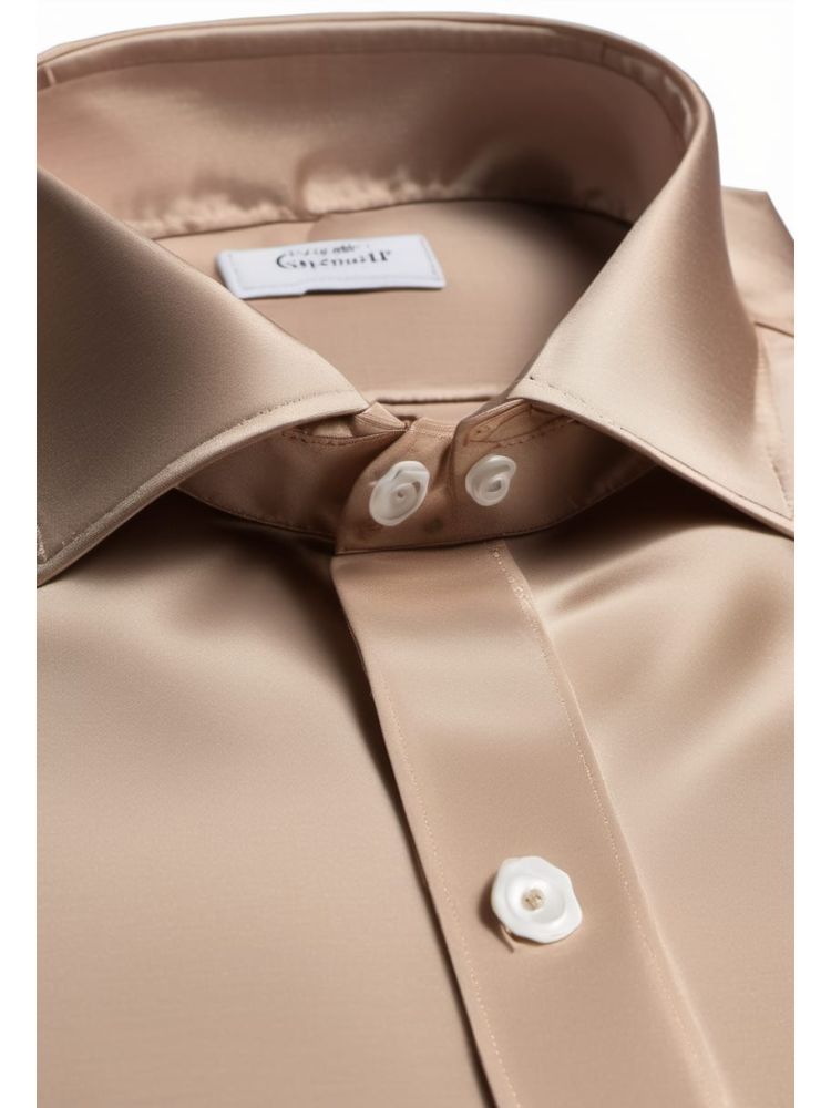 Oatmeal Silk Band-collar Shirt