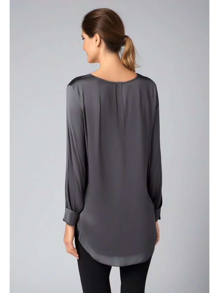 Charcoal Silk Tunic Shirt