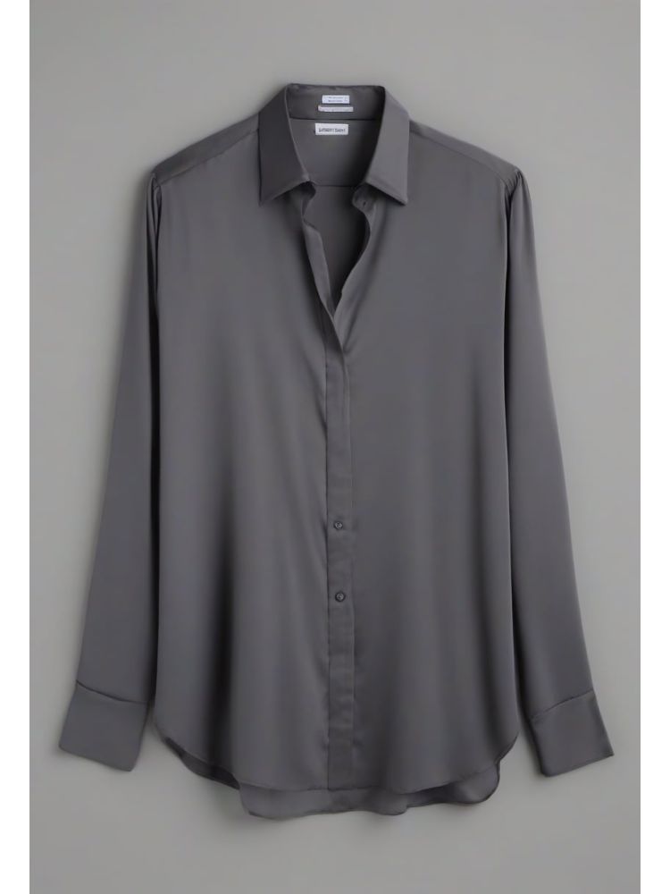 Charcoal Silk Tunic Shirt
