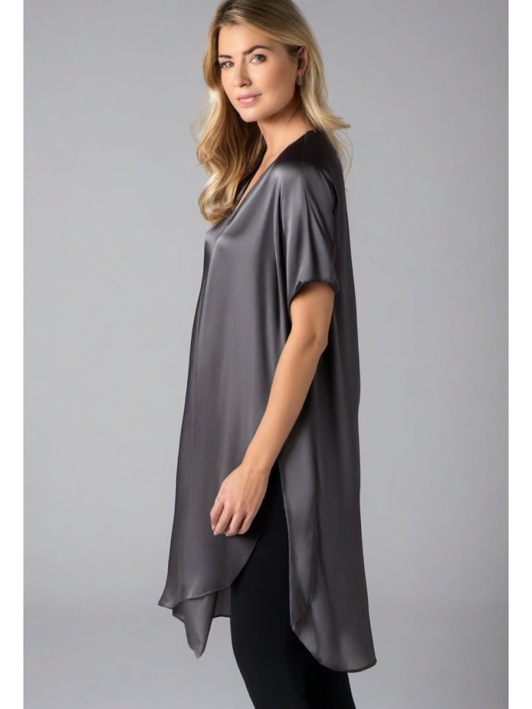 Charcoal Silk Tunic Shirt