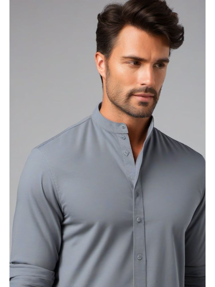Brushed Band-collar Shirt