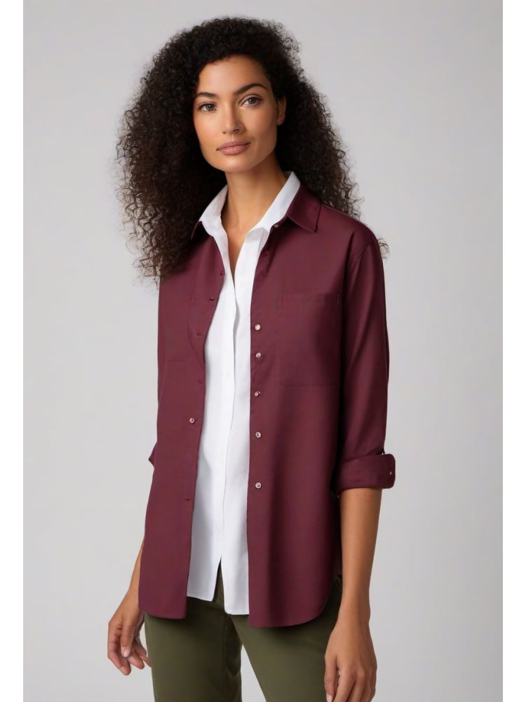 Bordeaux Oxford Camp-collar Shirt