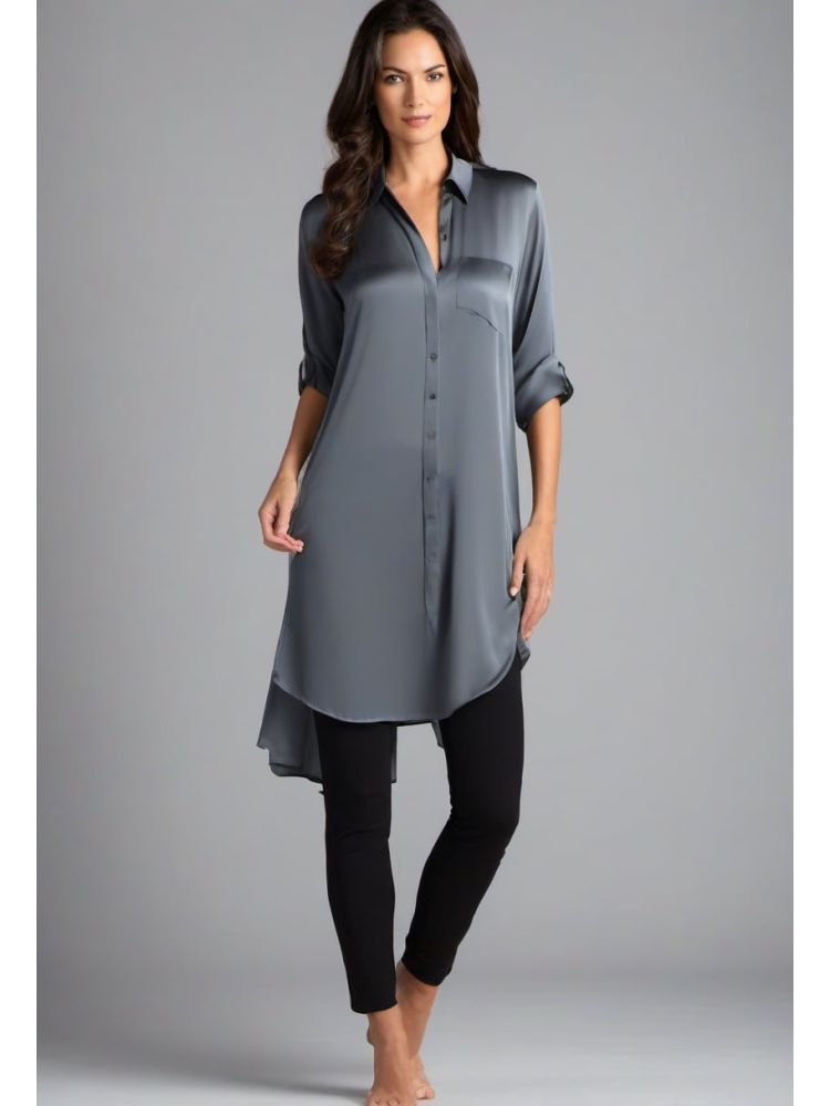 Slate Silk Tunic Shirt