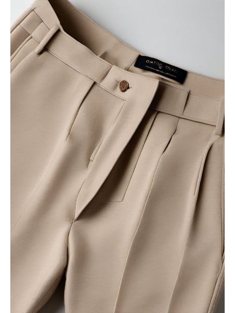 Oatmeal Wool-mohair Pleated Trouser