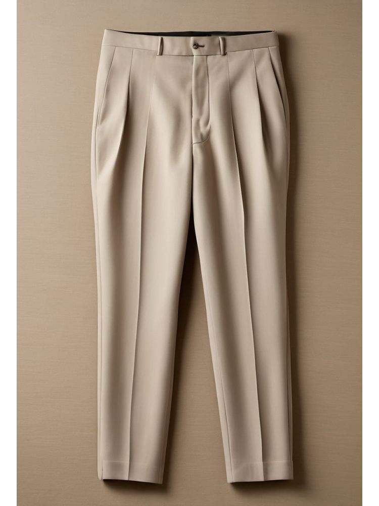 Oatmeal Wool-mohair Pleated Trouser