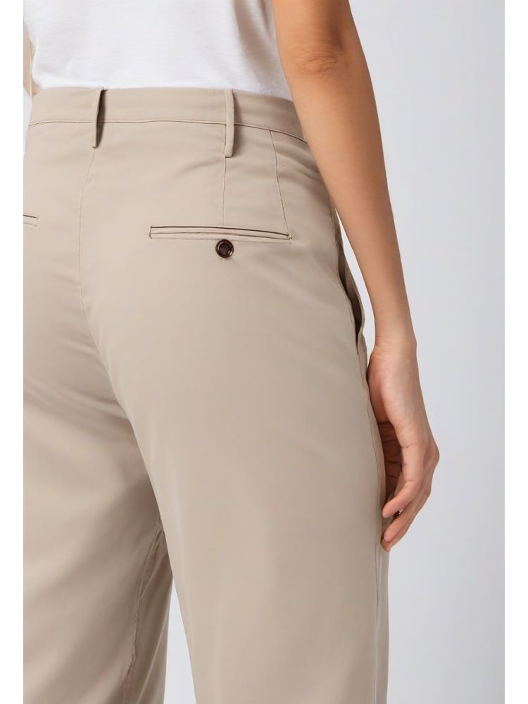 Stone Cotton Wide Trouser